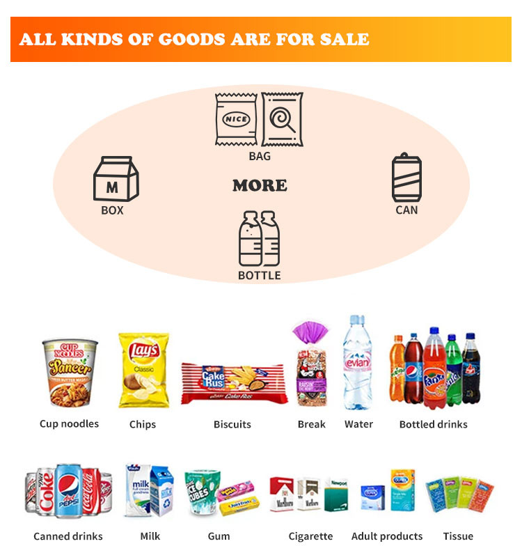 Hotel Subway Station Vending Machine 220V 50HZ 24 Hours Support Shopping Mall Convenience