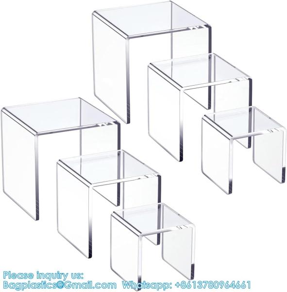 Clear Acrylic Display Risers 2 Sets, 3-Tier Risers Stands Showcase For Amiibo