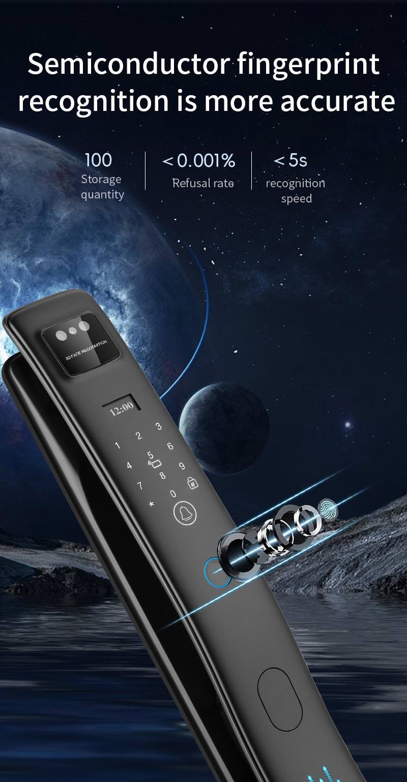 3D Face Smart Door Lock Fingerprint Video Calling Home Lock
