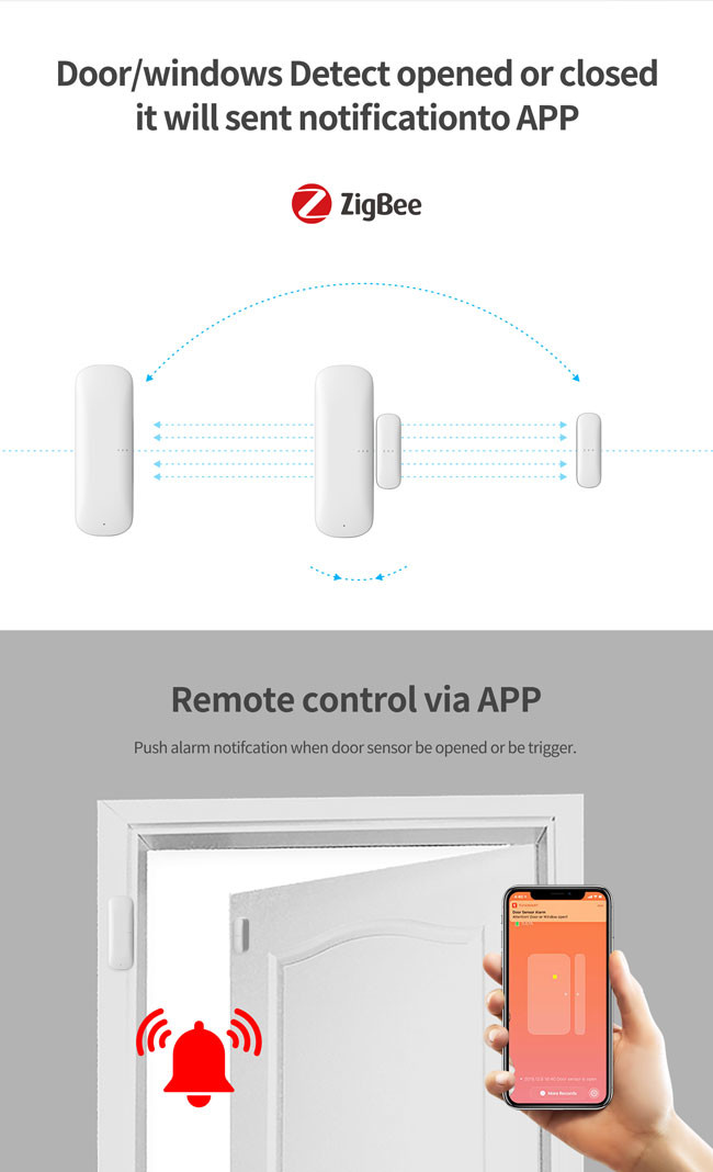CR123A Battery WiFi Door Sensor Tuya Smart Life Door Sensor 6 Months Battery Life
