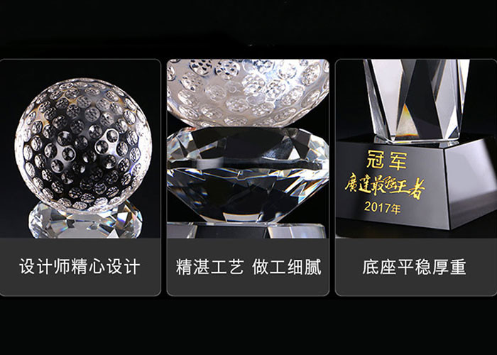 Golf Event Crystal Trophy Cup With Inside 3D Laser Golf Figure OEM Available