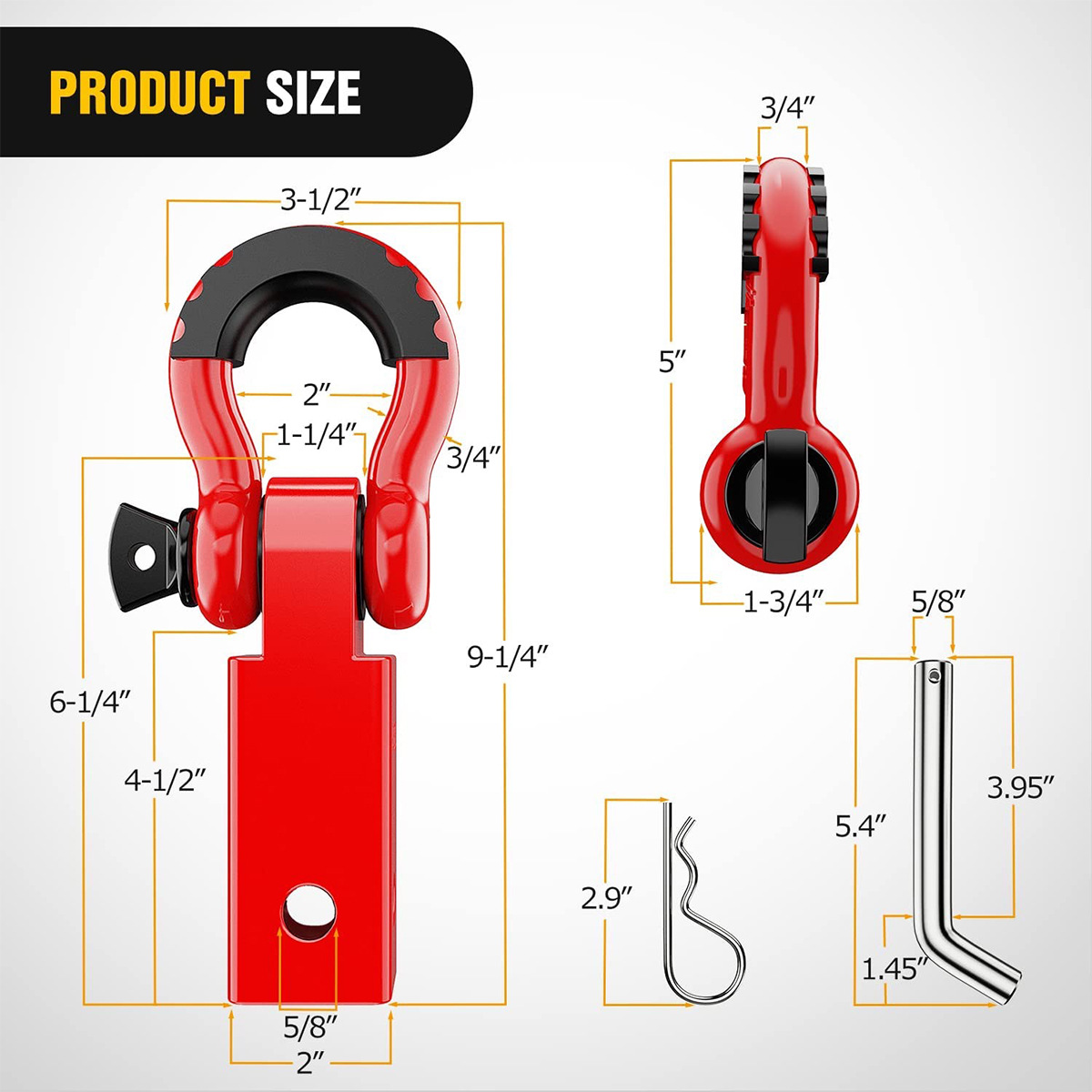 Trailer Hitch Lock For Stainless Steel Shackle Hitch Receiver And 3/4" Bow Shackle