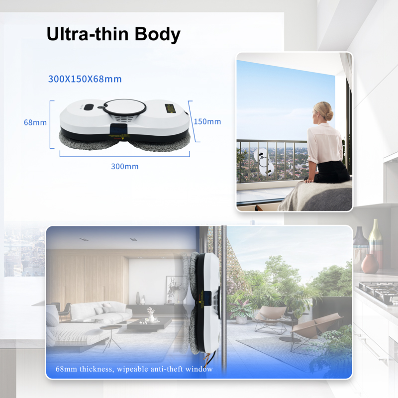 5min/M2 Auto Window Cleaning Robot Household App Controlled Cordless Robot Window Cleaner
