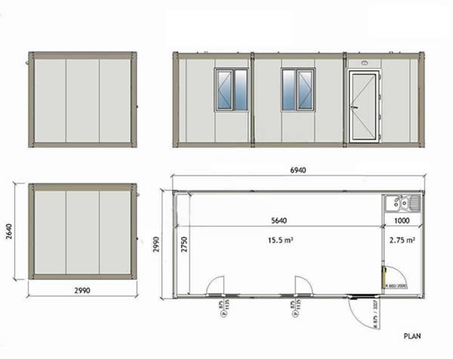 Foldable Extendable Prefab Container House Mobile Solar Accommodation For Warehouse