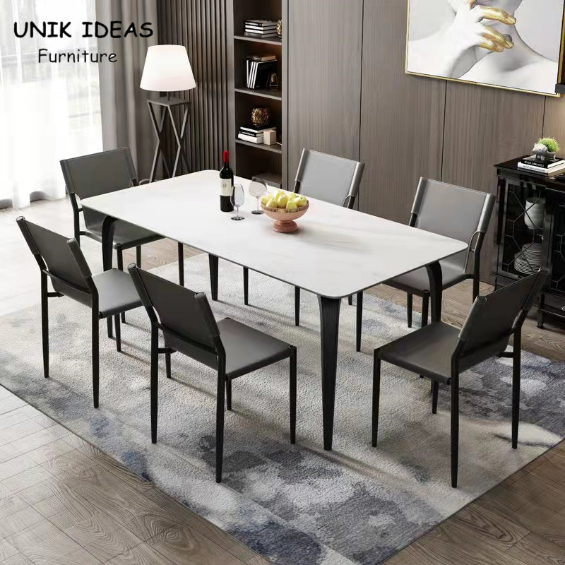150kg Leather Metal Frame Dining Chairs 16 Inch Seat Height Carbon Steel Frame Dining Chair