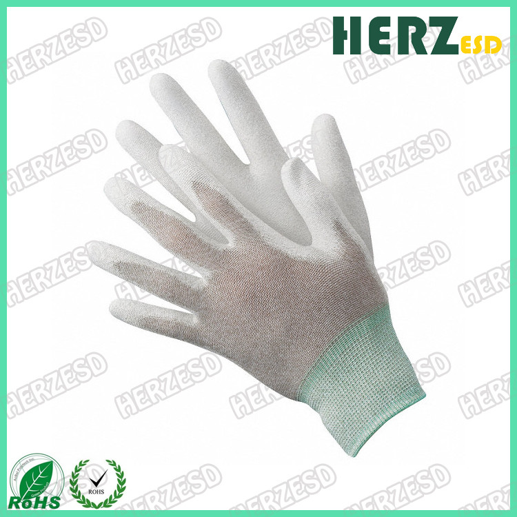 Electronic Workshop ESD Safe Gloves , Anti Static Work Gloves PU Finger Tip Coating
