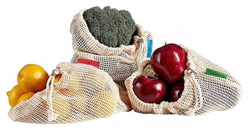 Reusable Solid Shopping Bag String Grocery Bag Shopper Cotton Tote Mesh Net Woven Portable Durable Shopping, BAGEASE