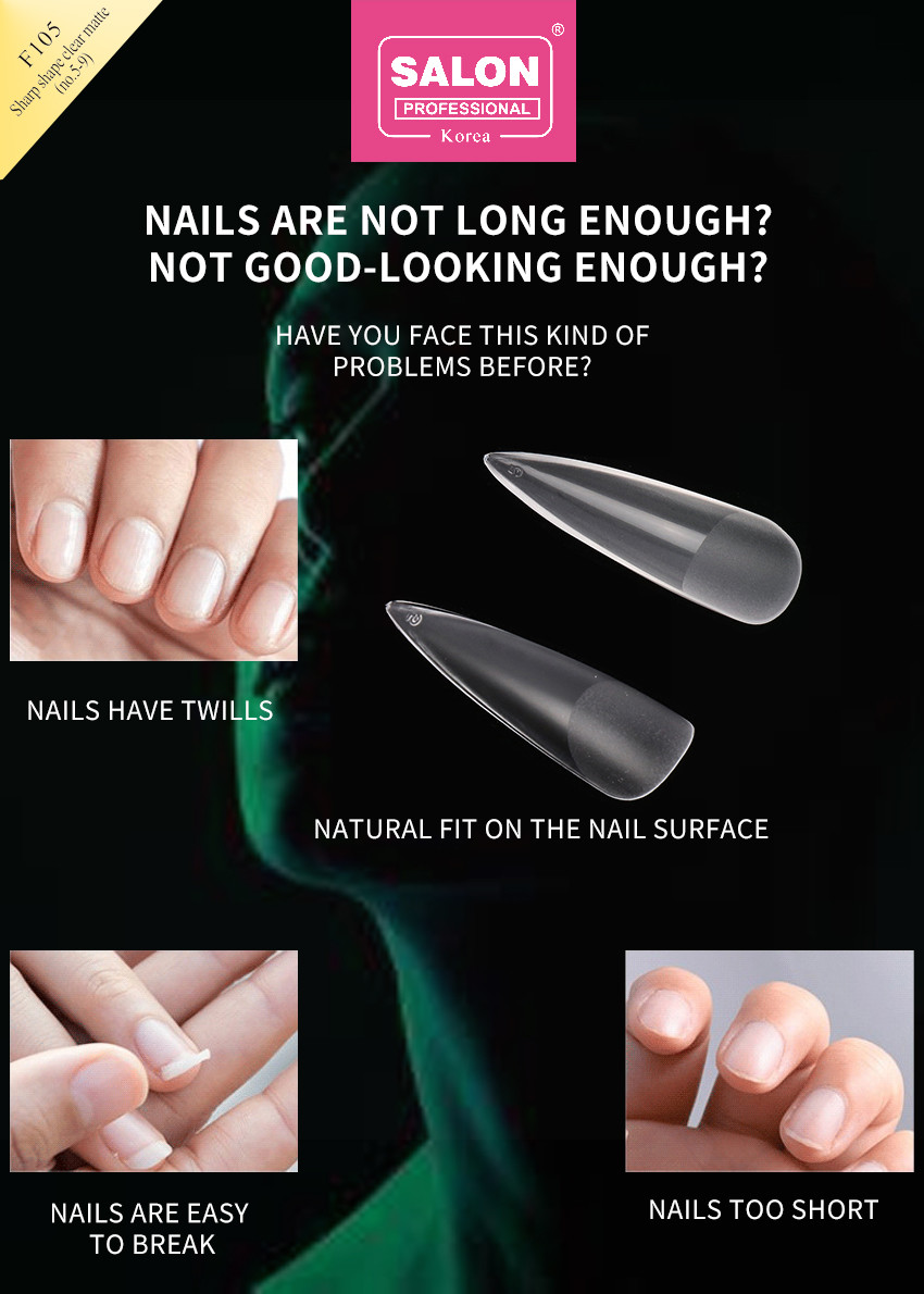 Sharp Shape Nail Tips 500 PCS Natural Acrylic Fake Nail Kit For Nail Extensions