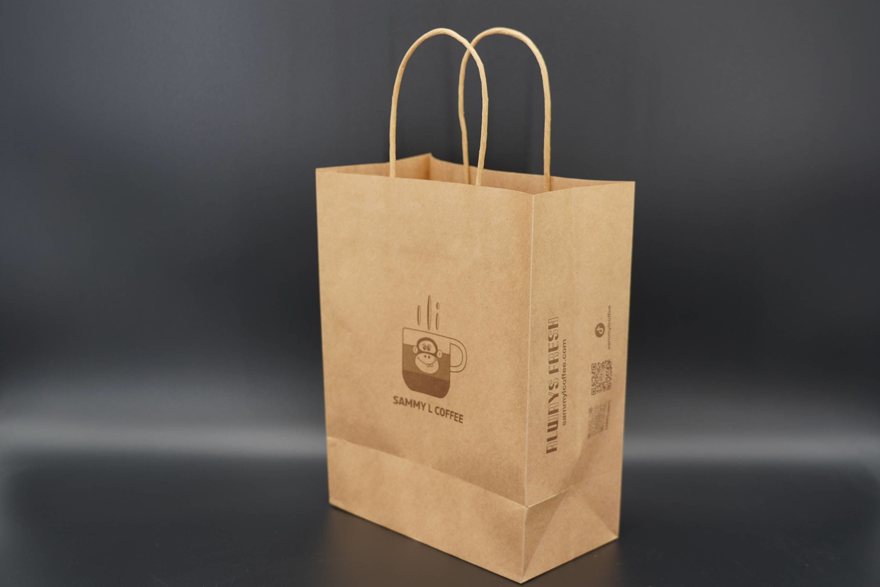 Takeaway Eco Paper Bags Brown Kraft Paper Shopping Bag Customized