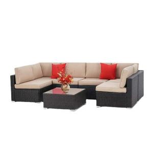 China U Shape Patio Couch Sofa Polyester Fabric Moisture Proof Outdoor Sofa Set on sale