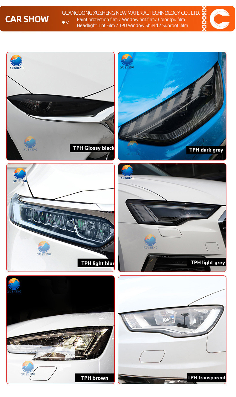 TPH TPU Car Headlight Tint Film Light Black Smoke Black Tail Light Headlight Tint Film