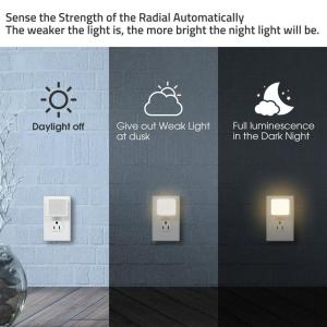 Plug in Night Light Bulbs LED with Dusk to Dawn Smart Sensor, 0.3W Daylight LED