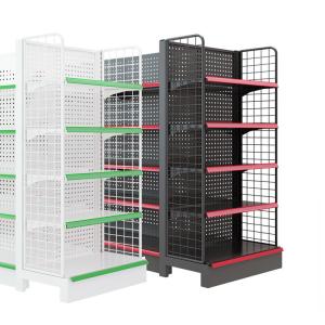  Double Sided Wire Mesh Gondola Display Rack Shelf Grocery Supermarket Shelves Manufactures