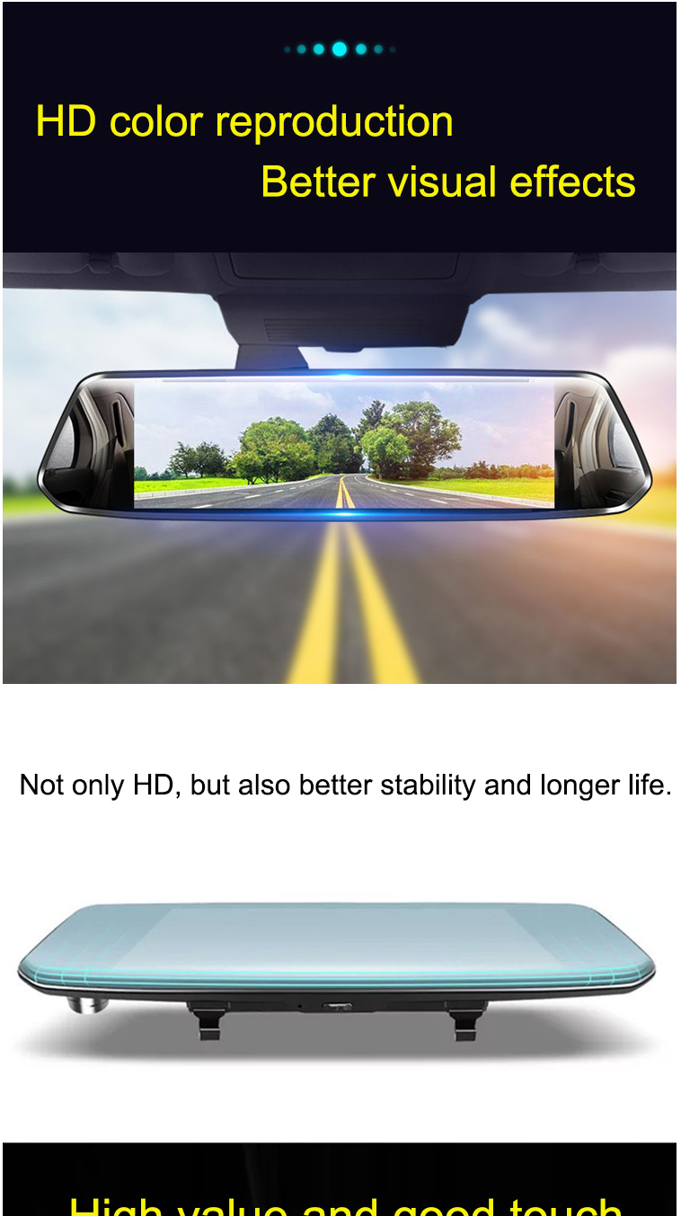 Loop Recording OEM ODM FHD 1080p Dash Cam Rear View 7 Inch Screen