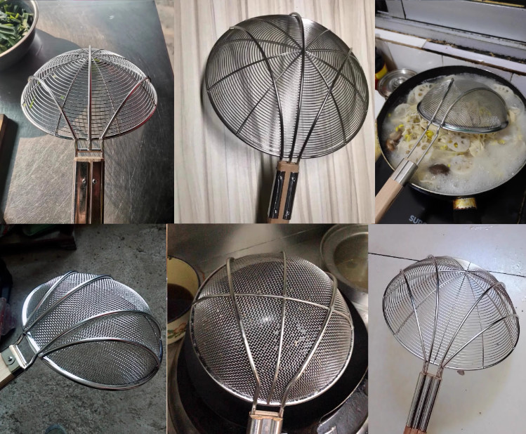 201 stainless steel household spoon filter with wooden handle