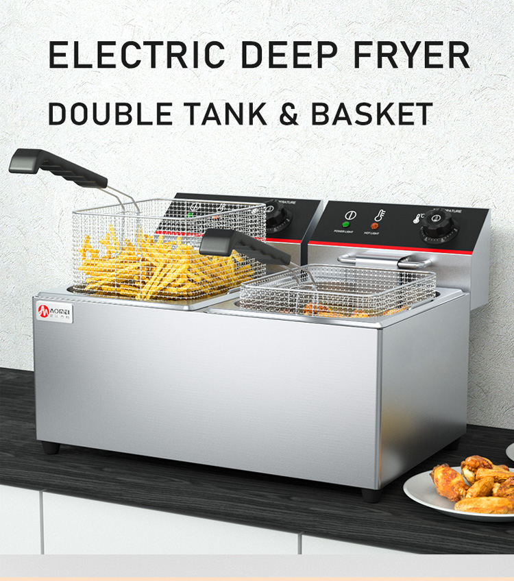 Overheat Protection 2-Tank 2-Basket Automatic Fryer Machine for Restaurant Equipment