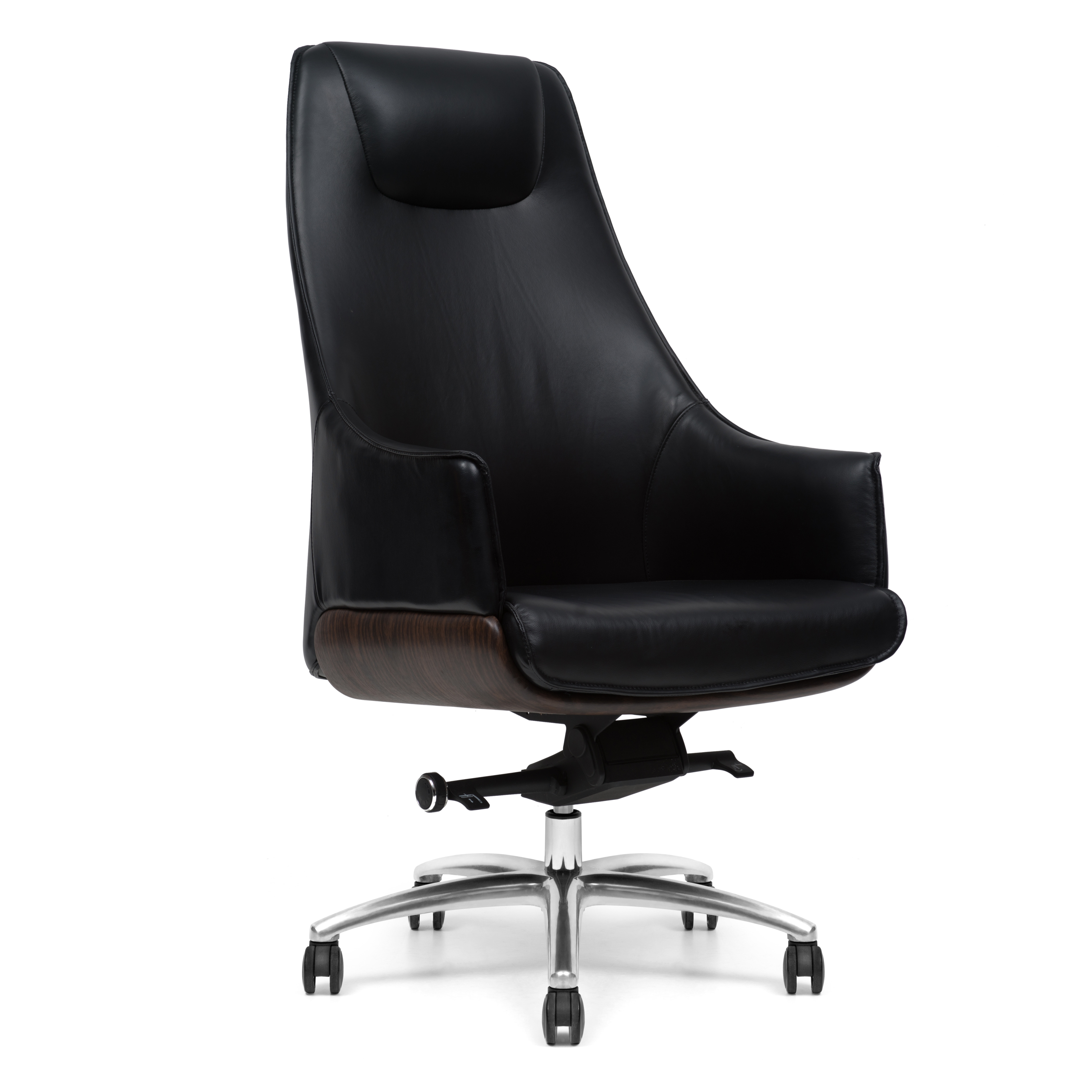 Height Adjustable Black Leather Revolving Chair High Back Executive Chair