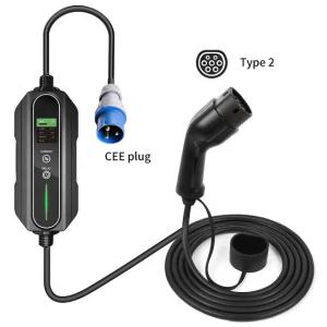 Type 2 To Commando Plug Portable EV Charger 8A To 16A Variable 3.6kW 5 Metre