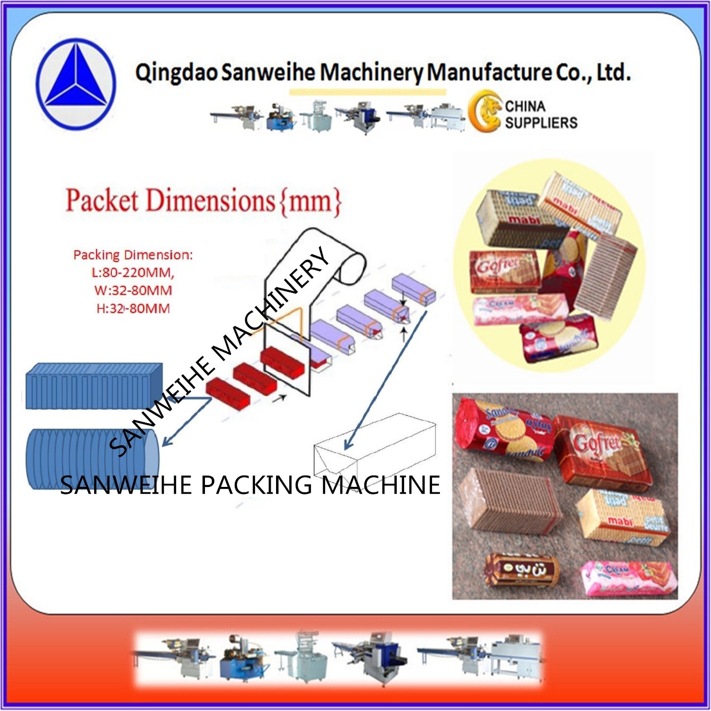 Rice Cake Biscuit Wrapping Wafer Pacaging Machine End Fold Type
