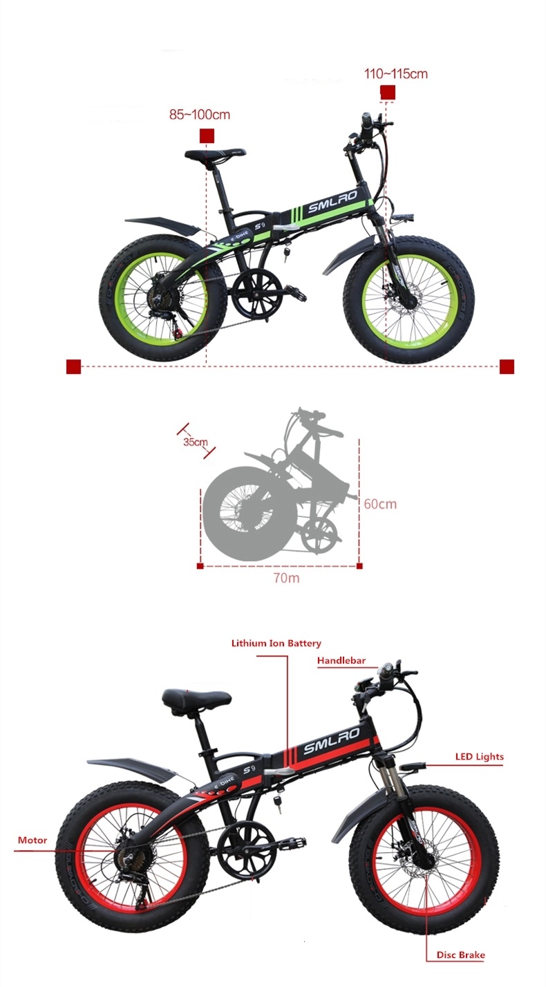 Disc Brake 20 Inch Folding Electric Bike , Brushless Geared 500w Fat Tire Ebike
