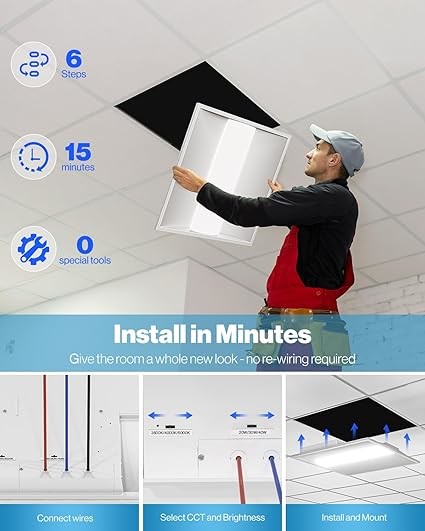 Durable 130lm/W Dimmable Troffer Light , LED Ceiling Troffer Lights