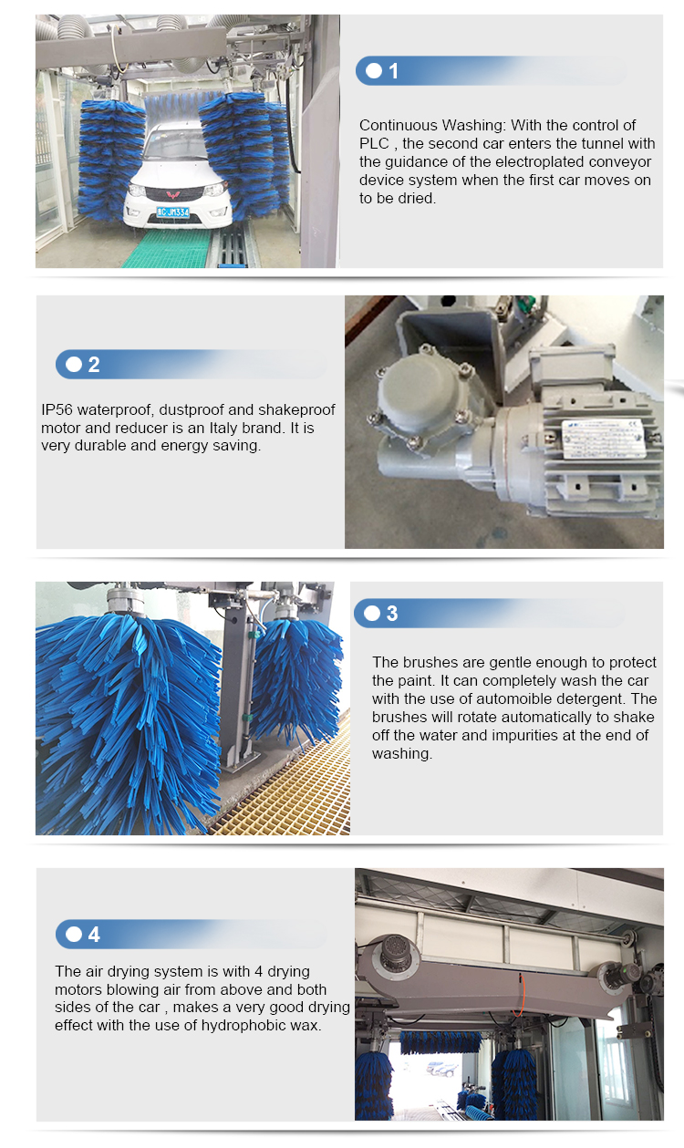 5300x2200x2100mm Fully Automatic Tunnel Car Wash Machine System