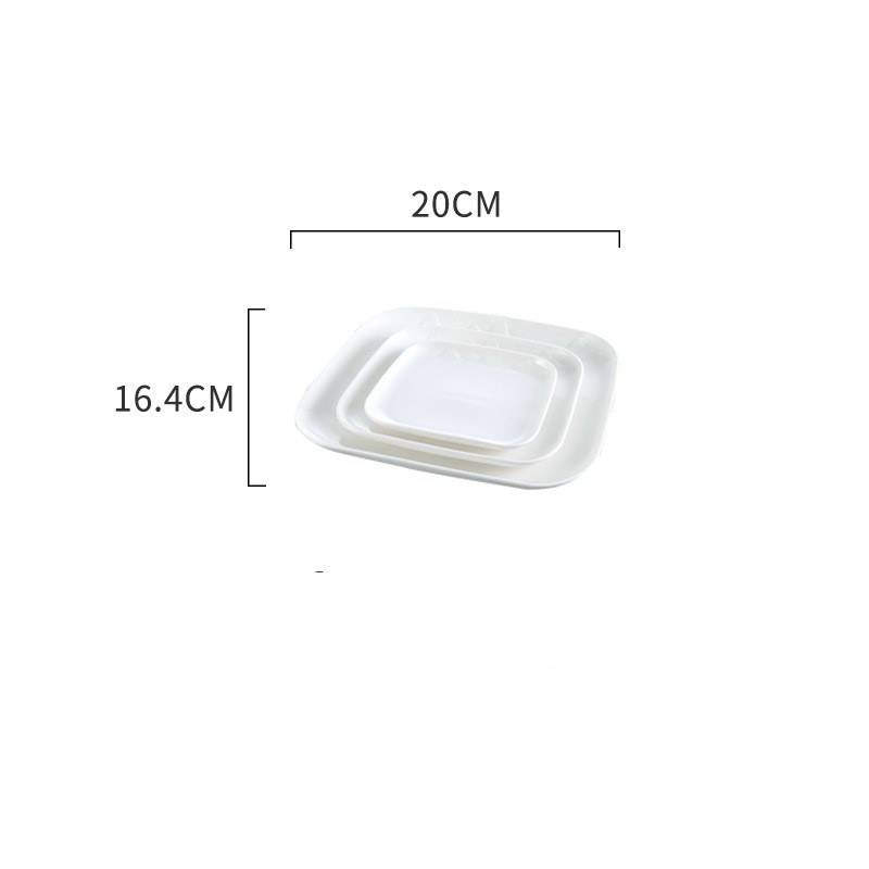White Ceramic Square Plates Durable Porcelain Dessert Plate For Home