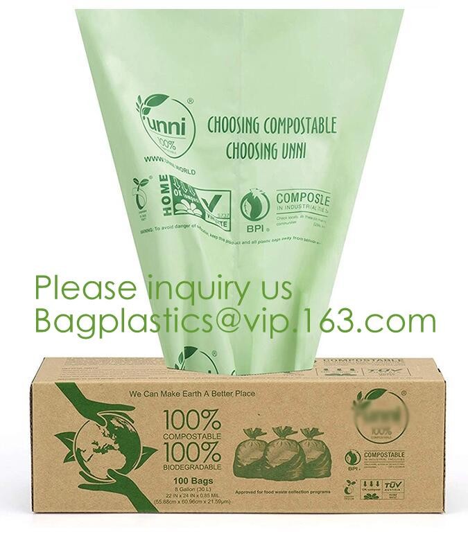 Eco-friendly Roll Compostable Plastic Bag Drawstring Biodegradable Garbage Bags,cornstarch custom compostable biodegrada