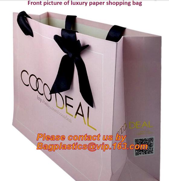 hot selling top quality luxury paper shopping bag carrier paper bag with ribbon