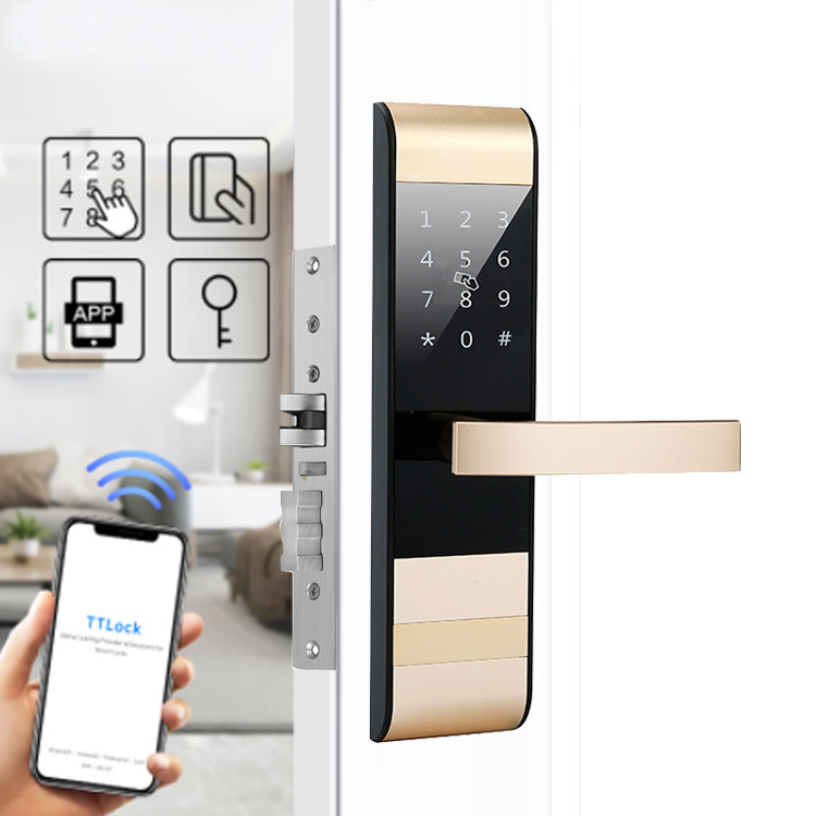 Bluetooth Residential Intelligent Door Lock Smart 310mm Mechanical Key