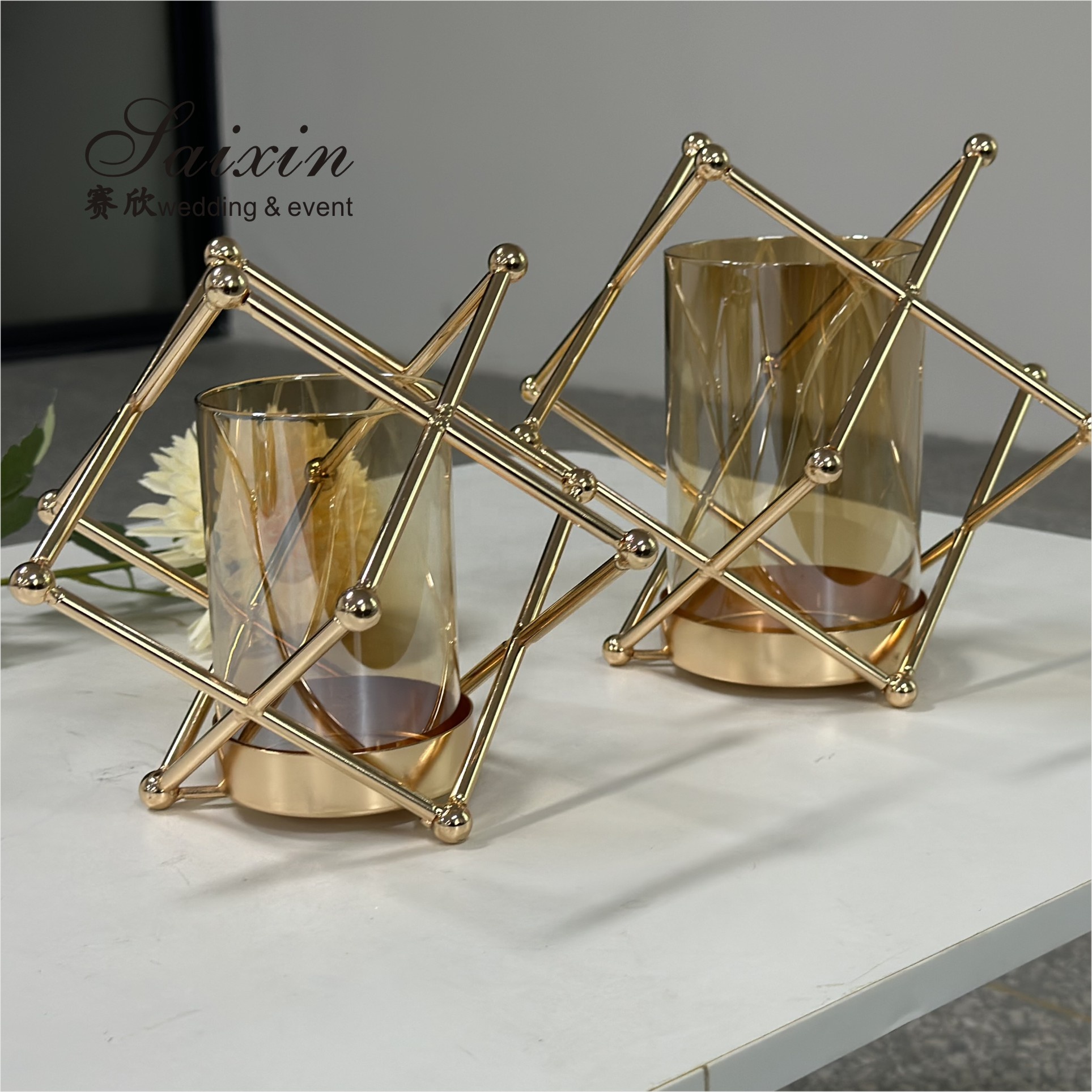 Christmas Wedding Candle Holder Glass Candle Pillars Set 19cm 27cm 35cm