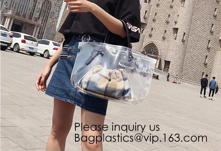 Stadium Approved Environmentally New Clear Tote PVC Shoulder Transparent Shopping Bag,Recycled Clear Pvc Shopping Tote B