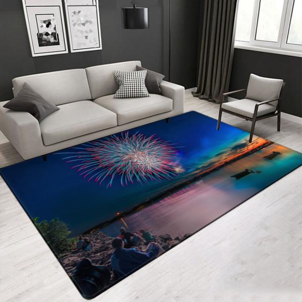 Nature Landscape 3D Printed Modern Polyester Fiber Living Room Carpet Hotel Area