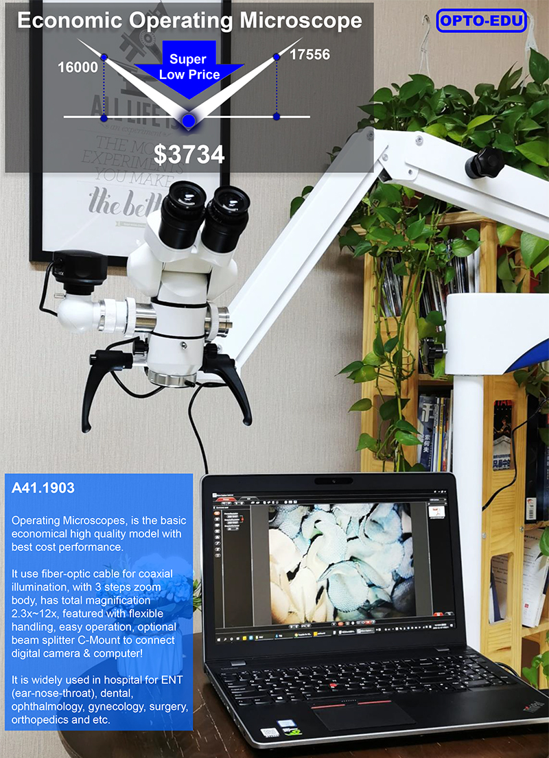 A41.1903 One Head 0-180° Manual Step Zoom Dental Operating Microscope 4.8x -16x