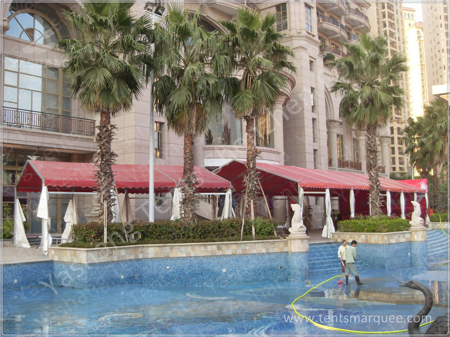 Outdoor Red Aluminum Frame Fabric Tent Structures , Fabric Shelter Systems