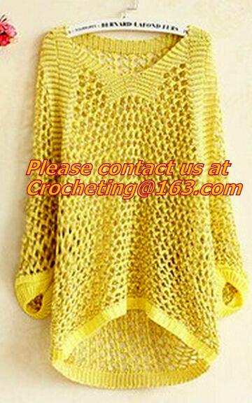 Winter Casual Cartoon Gloves Pullover Sweater Long Pocket Cotton Knitted Loose