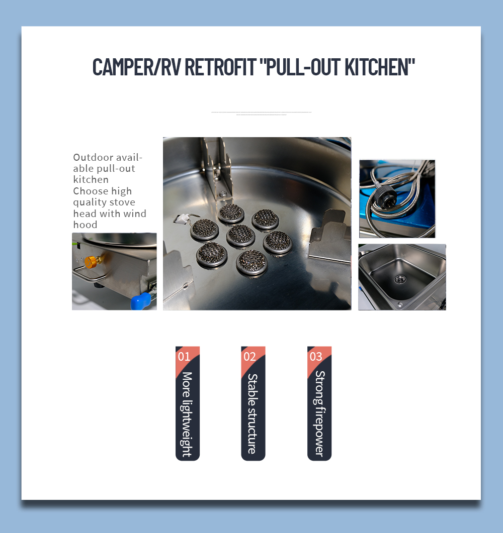 JP Portable stainless steel pull out gas stove for outdoor kitchen RV motorhome caravan
