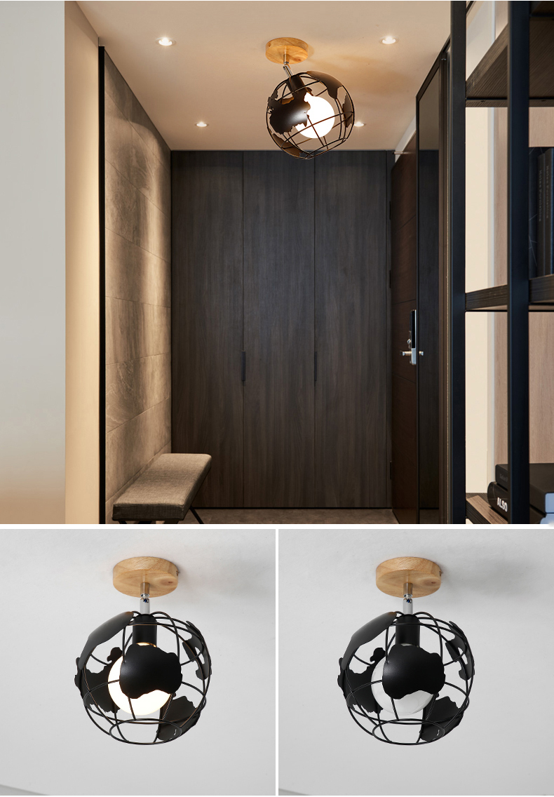 E27 Led Ceiling Light Industrial Nordic Modern Ceiling Lamp for Living Room Bedroom Decor Wood Cube Earth Lamp(WH-WA-58)