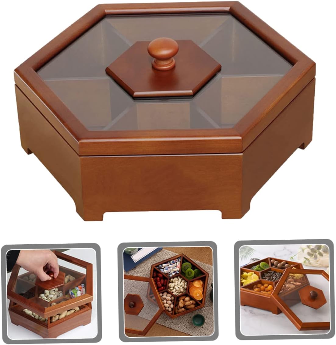 Customized Box Divided Multi-Function Wedding Dried Fruit Nuts Crackers Food Cookies Snack Hexagon
