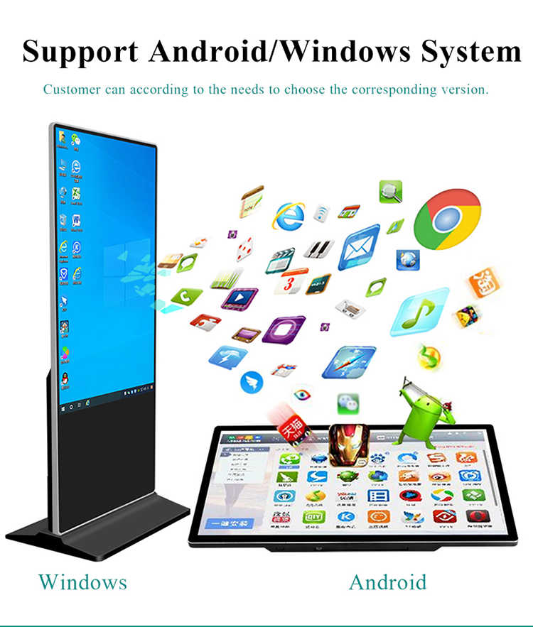 85 Inch Floor Standing Digital Display , LCD Screen For Advertising 3840×2160