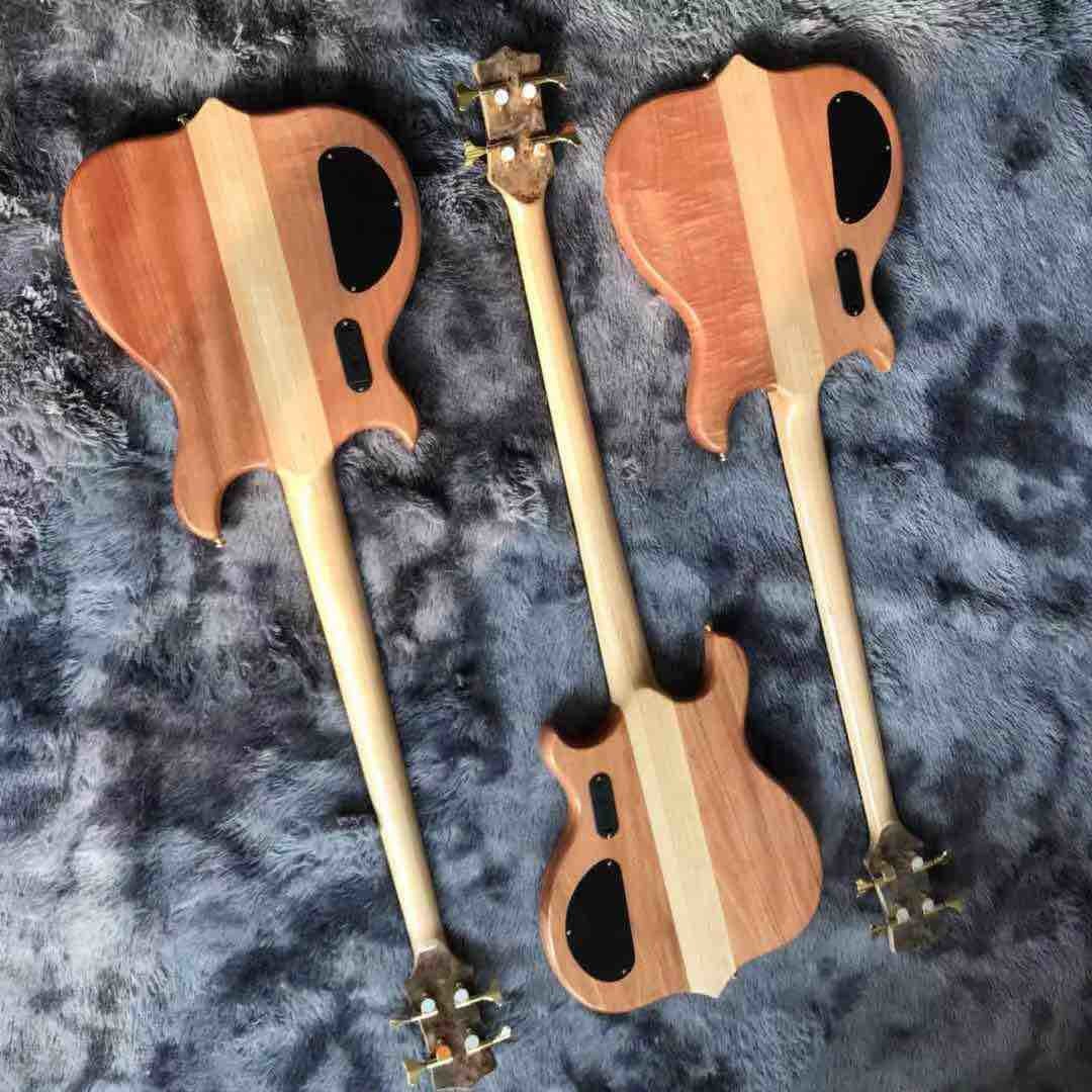 Custom Alembics Grand Style Burst Maple Top 4 Strings Neck Through Body Electric Bass Guitar