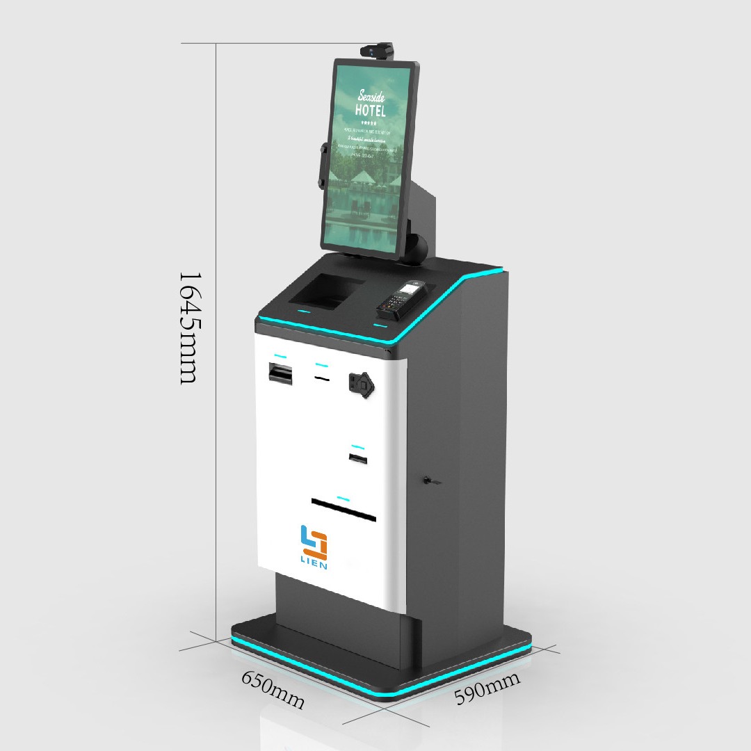 Hotel Self Check In Kiosk Free Standing With Document Scanning / Payment Collection