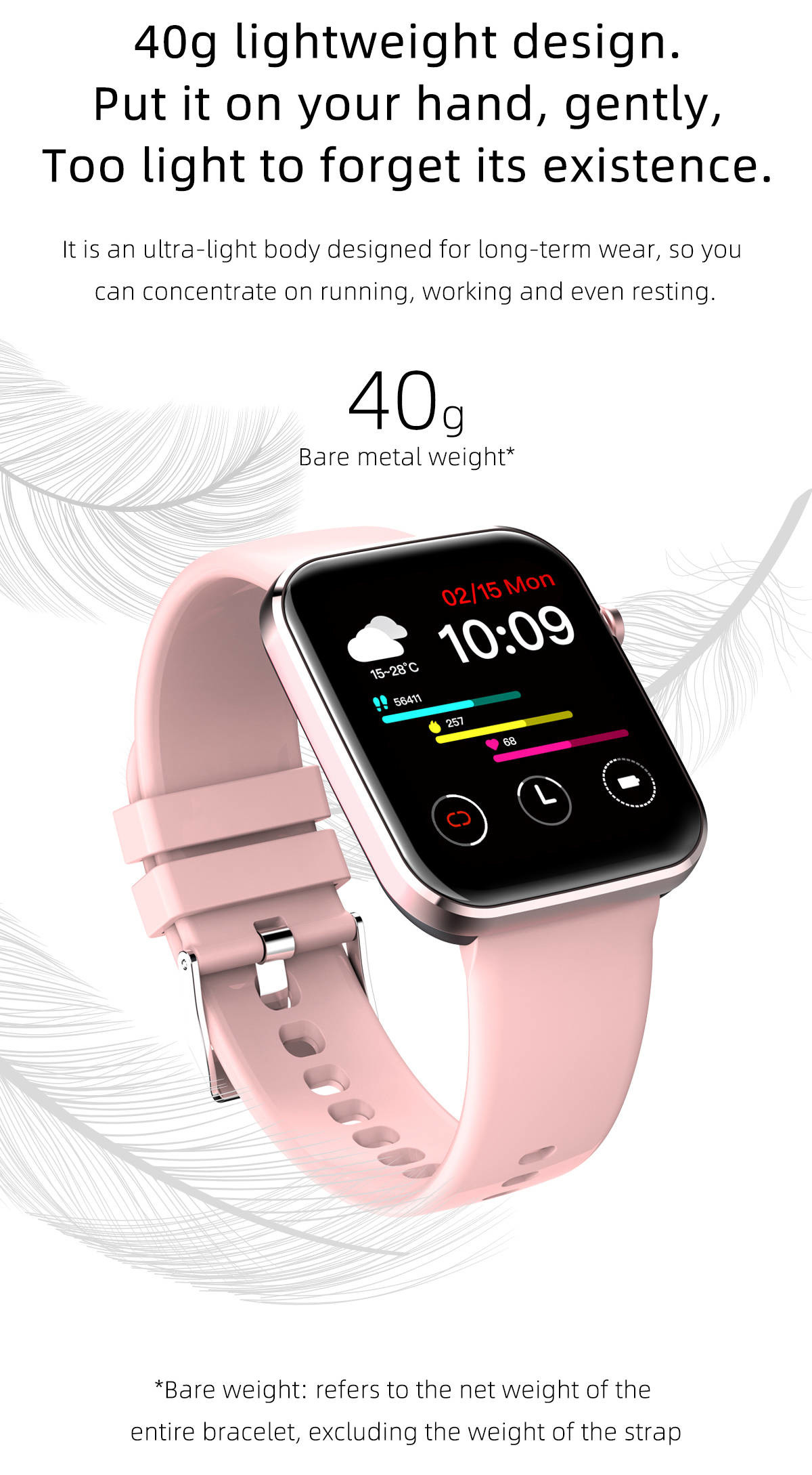 IPS Screen Bluetooth Fitness Watch Camera Control Heath Monitor GR5515
