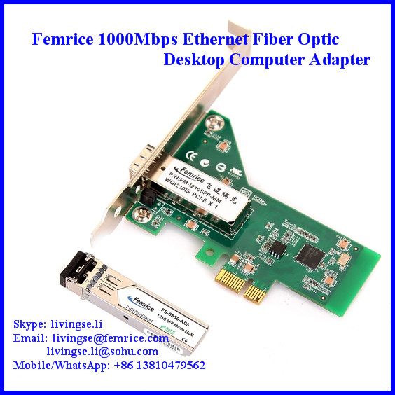 Femrice 1000Mbps Ethernet Single Port Desktop Computer Network Card/Adapter, FMI210-SFP