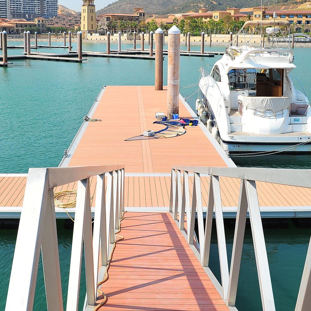 Aluminum Alloy Marina Dock Floating Pontoon Walkway Yacht Bridge With Fenders And LLDPE Floaters