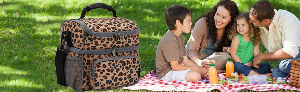 Double Layer Insulated Cooler Bags Adult Lunch Portable Soft Sided Coolers Tote