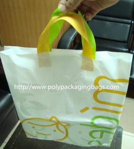  White Plastic Gift Bags With Custom Logo / Loop Handle Polythene Bags For Promotion Manufactures