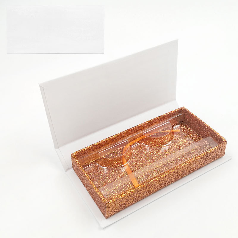 Glossy Finish Custom Magnet Flip Rigid Packaging Boxes Eyelash Cosmetics Box With Ribbon