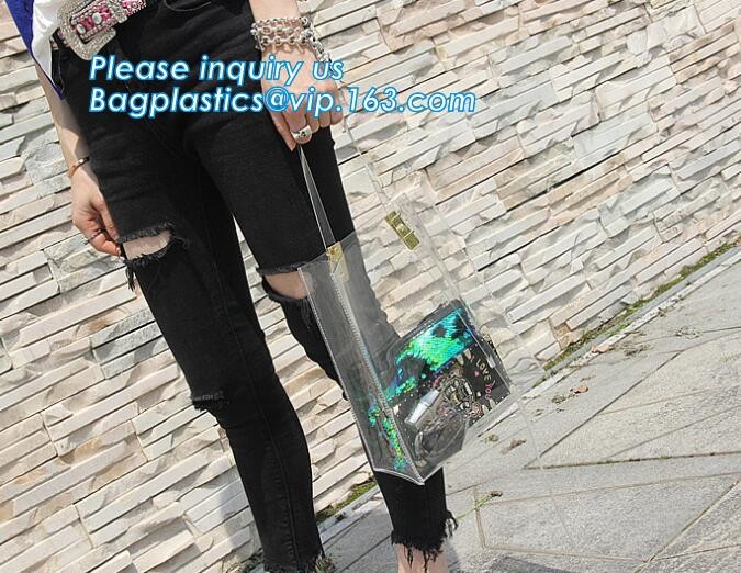 Handbags Shoulder Tote PVC Beach Bags for women with Zipper, pvc tote bag transparent handbag shoulder bag, Tote Handbag