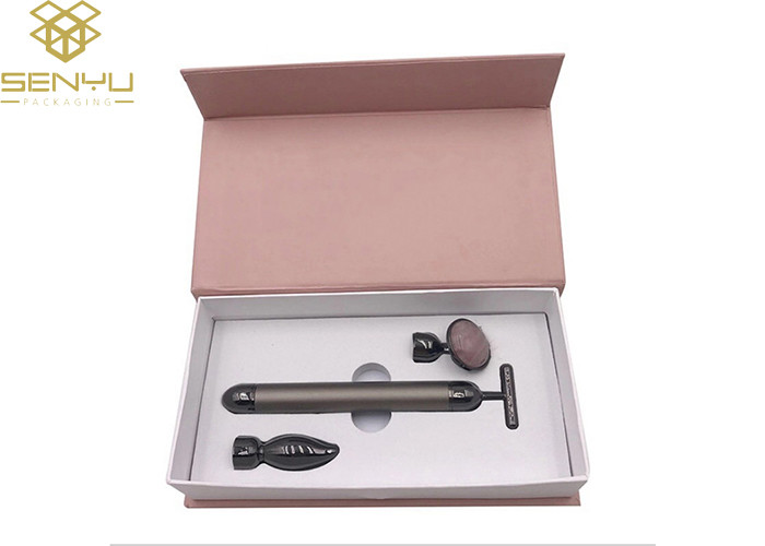 Facial Roller Cosmetic Packaging Boxes / Magnetic Hardcover Custom Cosmetic Boxes